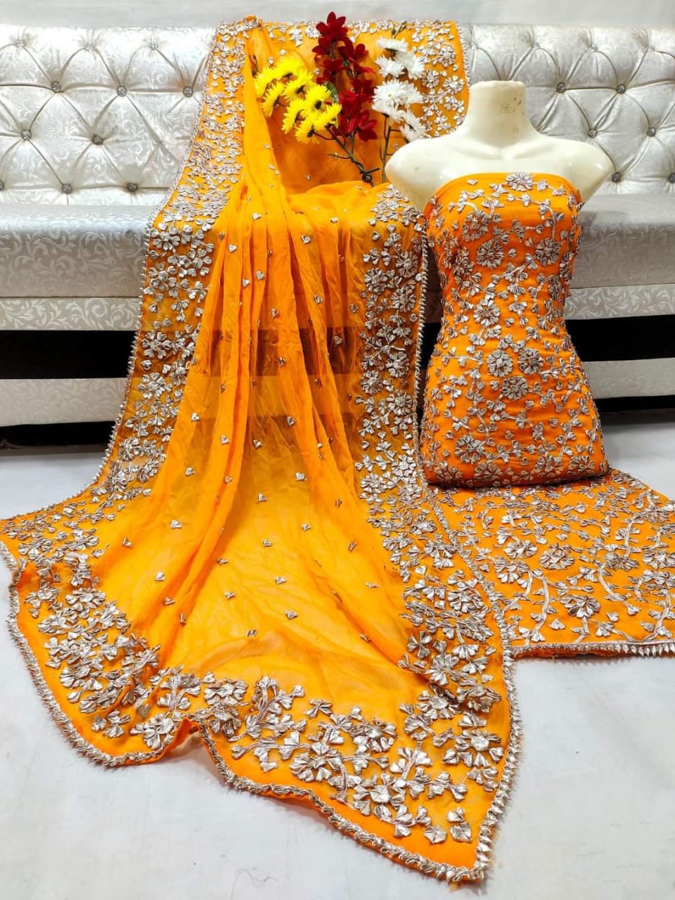 Emerald Green Net Embroidered Party Wear Dress