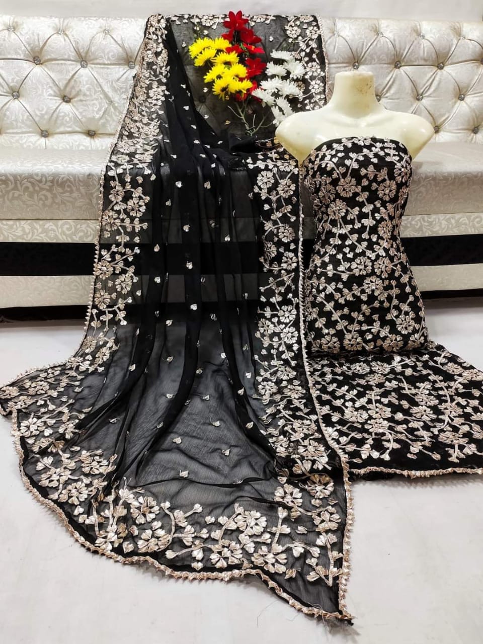 Emerald Green Net Embroidered Party Wear Dress
