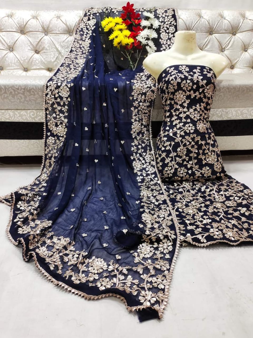 Emerald Green Net Embroidered Party Wear Dress