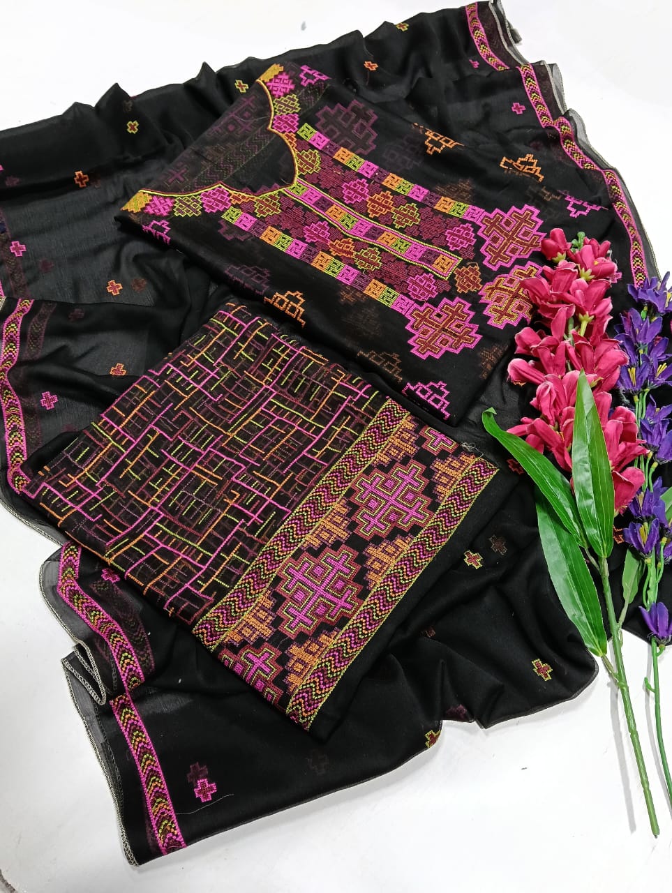 Stuffed Pure Chiffon Embroidered Shirt with Dupatta