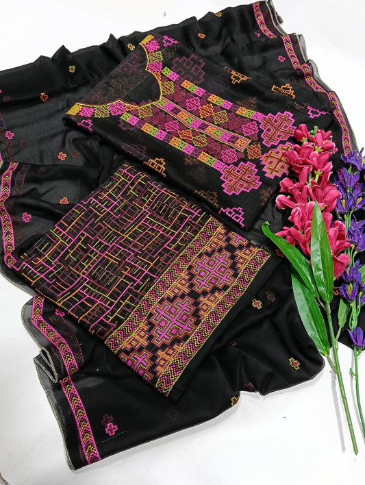 Stuffed Pure Chiffon Embroidered Shirt with Dupatta